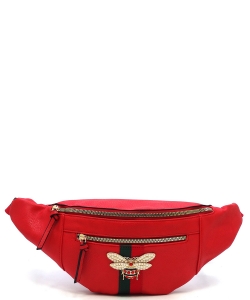 Fashion Queen Bee Stripe Fanny Pack Waist Bag AD055B RED